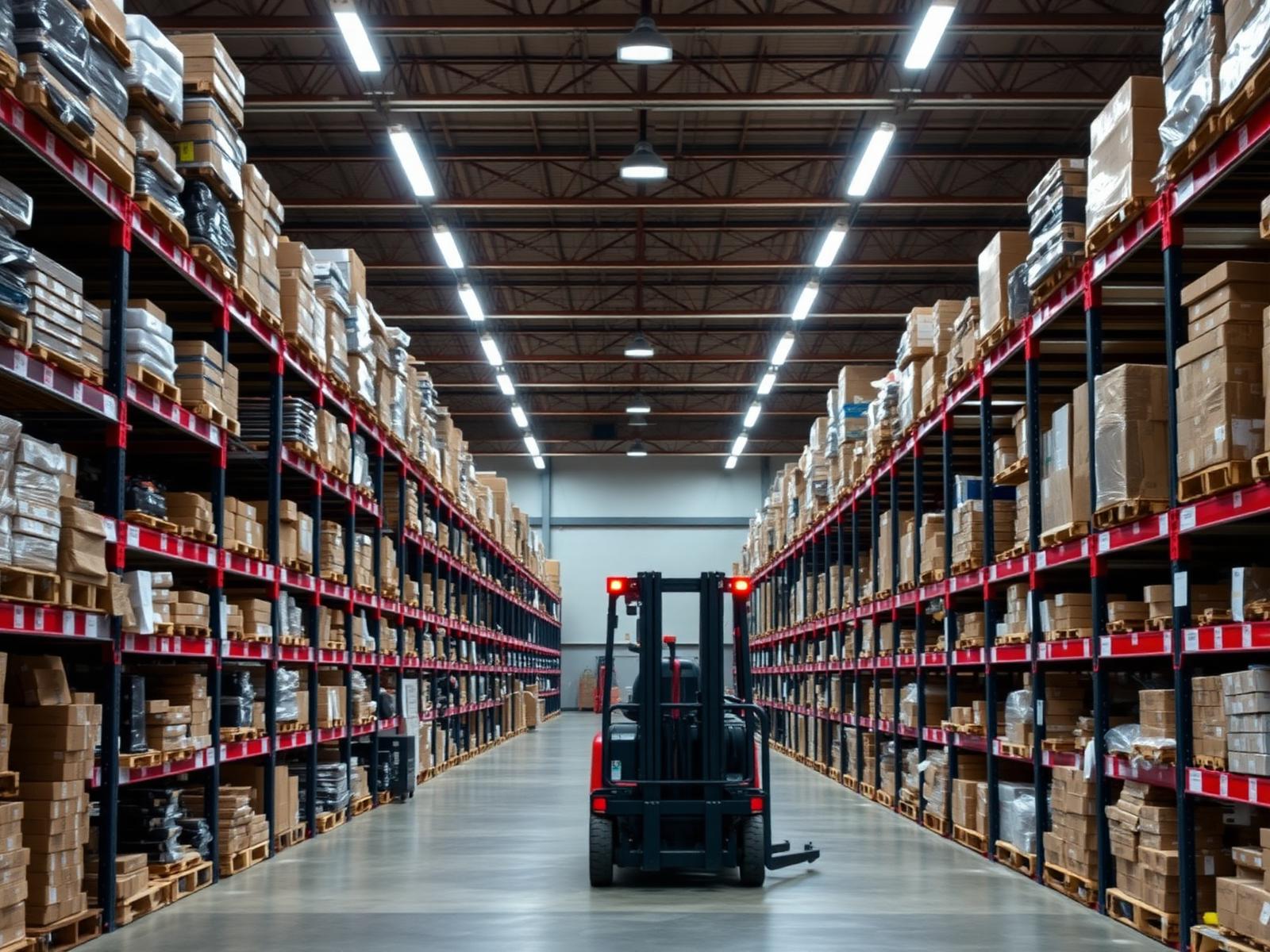 Forklift fleet operating inside a warehouse